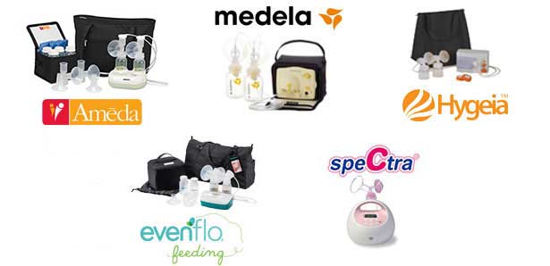 Top brands for breast pumps and accessories: Evenflo, Ameda
